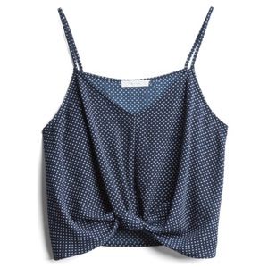Lush Devon Knot Front Tie Front Crop Cami Blouse